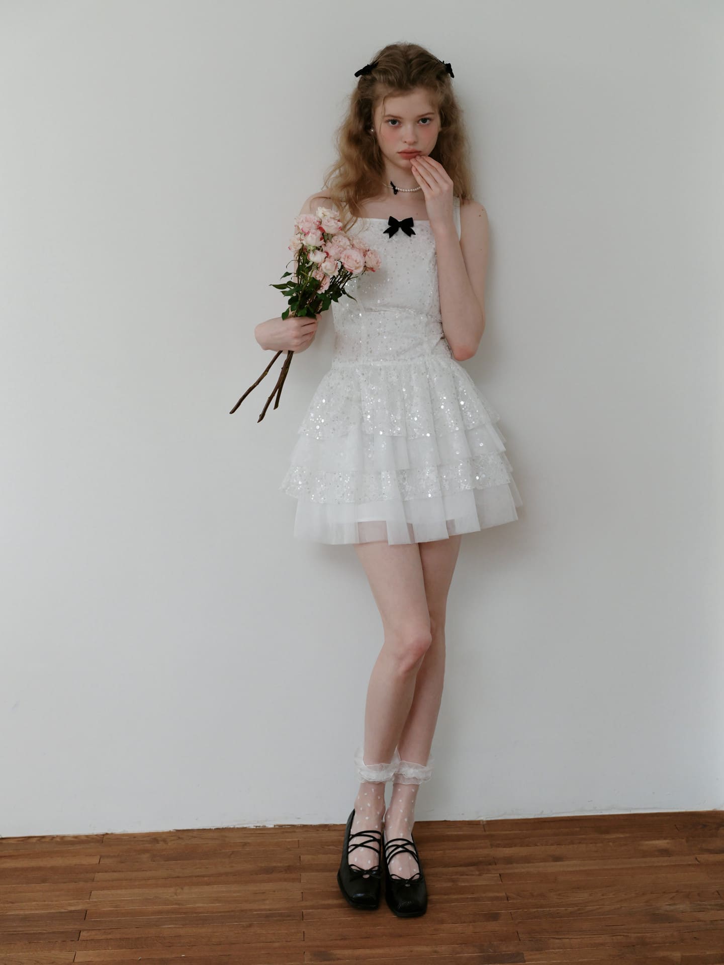 Elegant Sequin Tulle Tiered Mini Dress