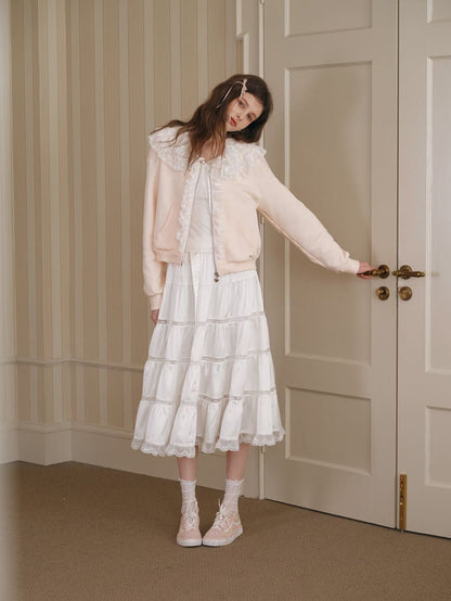 Romantic Frill Collar Zip-Up Blouson