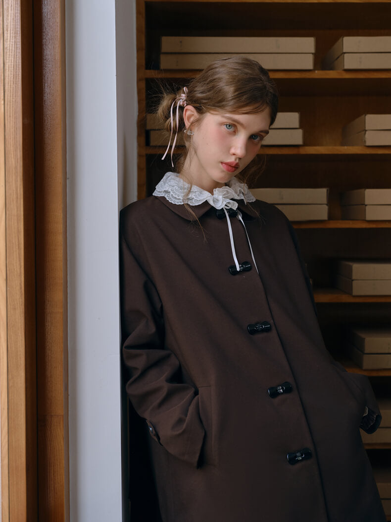 Ribbon Toggle Flare Coat