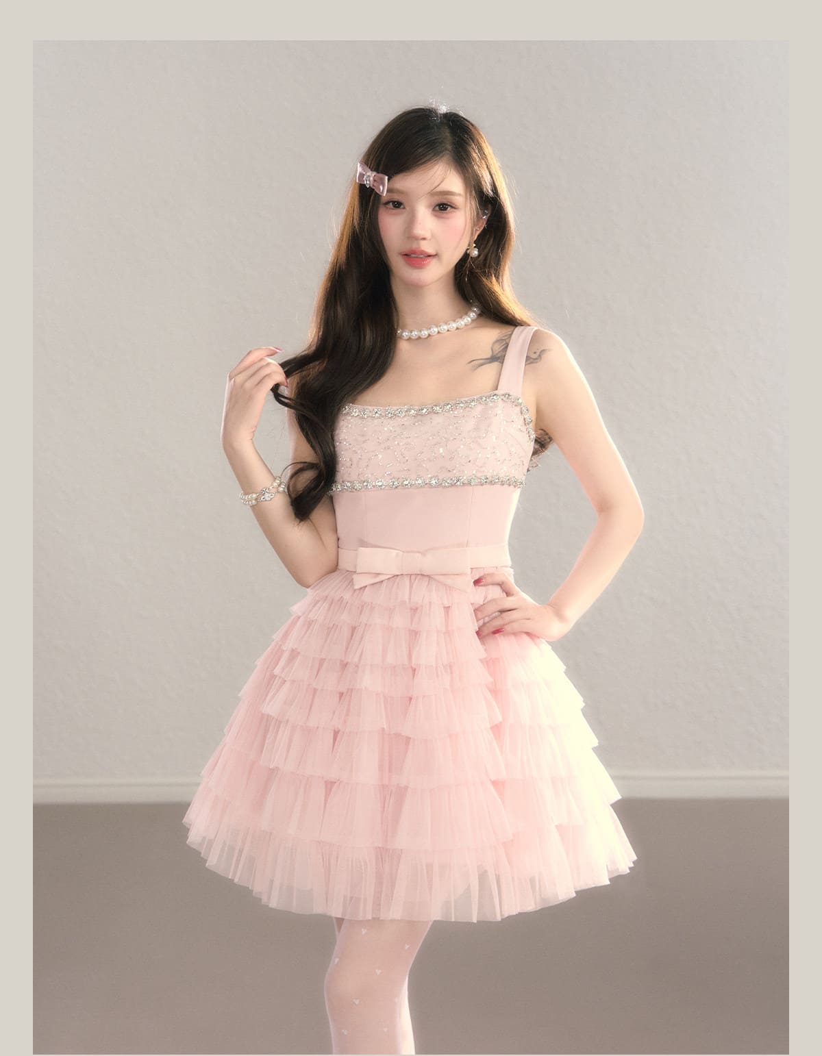 Crystal Lace Tiered Tulle Princess Dress