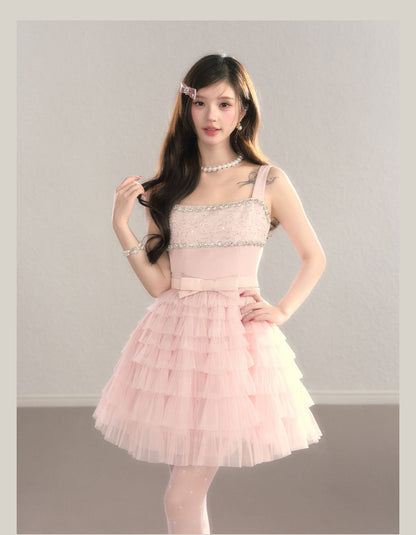 Crystal Lace Tiered Tulle Princess Dress