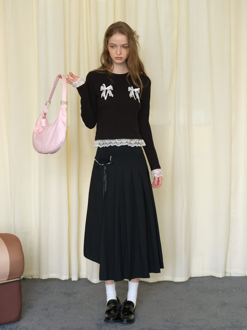 Double Ribbon Lace Accent Top