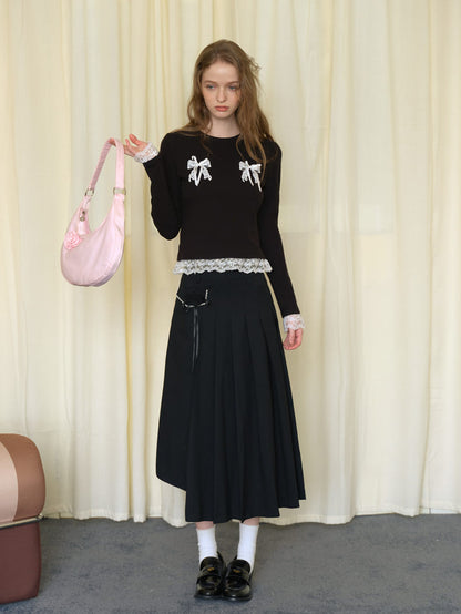 Double Ribbon Lace Accent Top