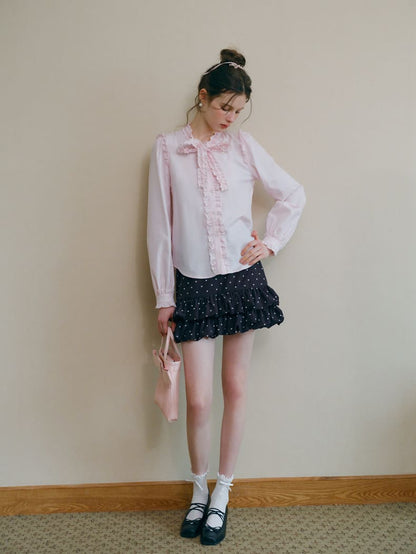 Elegant Frill Ribbon Blouse