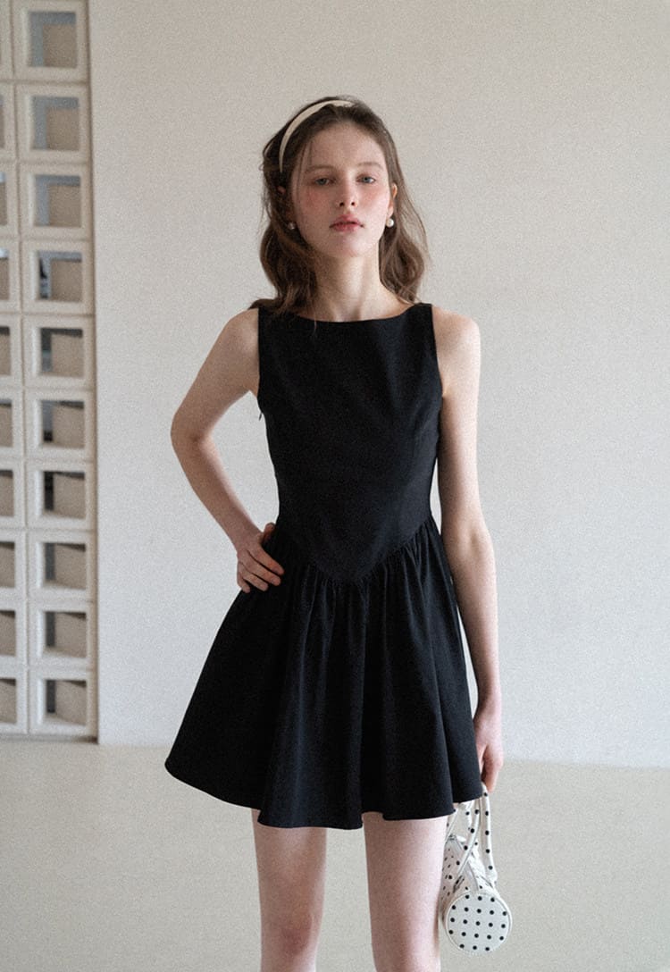 Elegant Back Ribbon Fit & Flare Mini Dress
