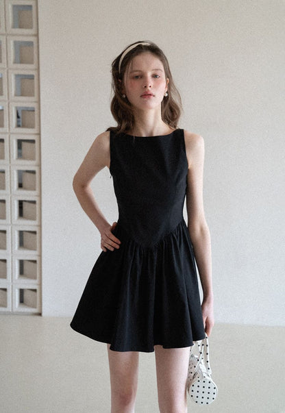 Elegant Back Ribbon Fit & Flare Mini Dress