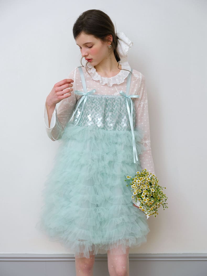 Elegant Sequin Tulle Camisole Dress