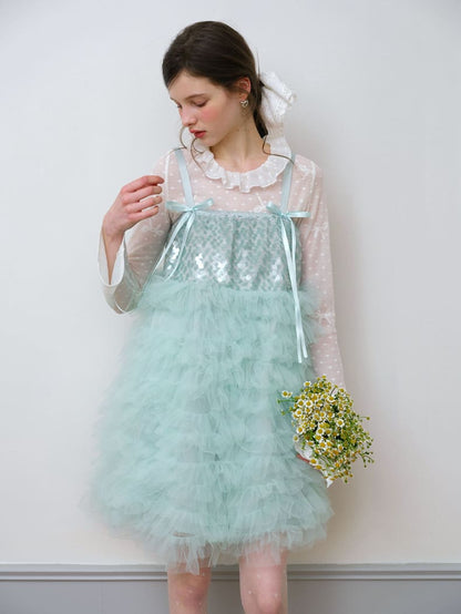 Elegant Sequin Tulle Camisole Dress