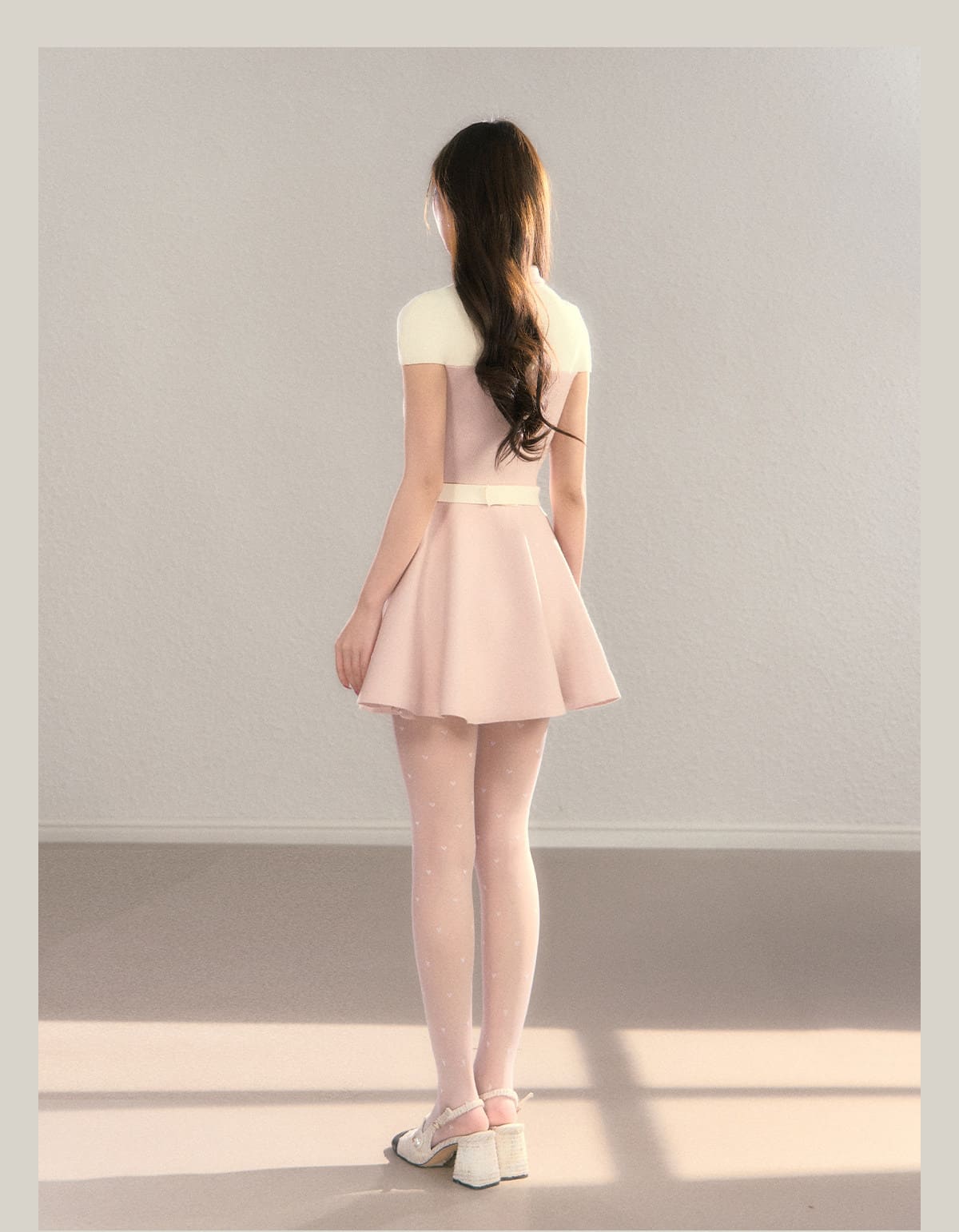 Elegant Color Block Knit Mini Dress（全2色）