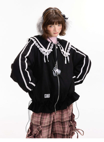 Lace Sailor Ribbon Flare Blouson