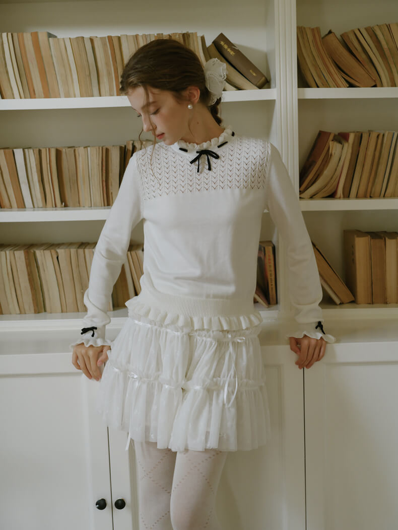 Dreamy Sheer Ribbon Mini Skirt