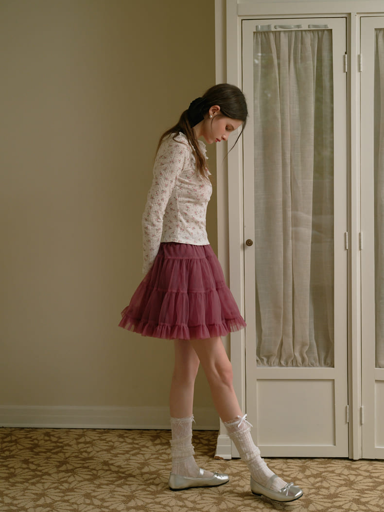 Deep Color Tiered Mini Skirt