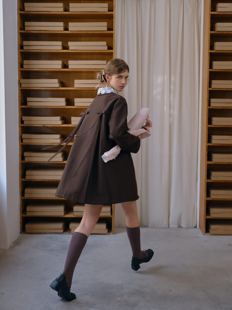 Ribbon Toggle Flare Coat