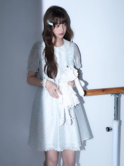 Sugar lace airy frill sheer dress