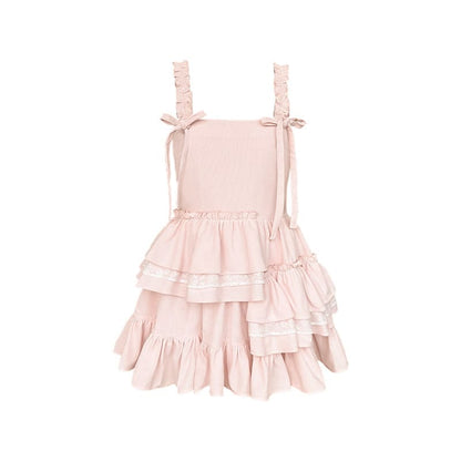 Pink Tiered Lace Camisole Dress