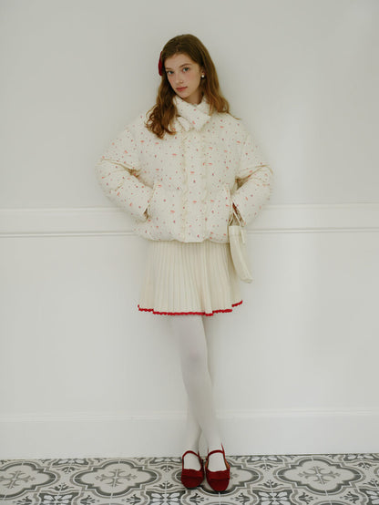 Ribbon Charm Puffy Short Coat