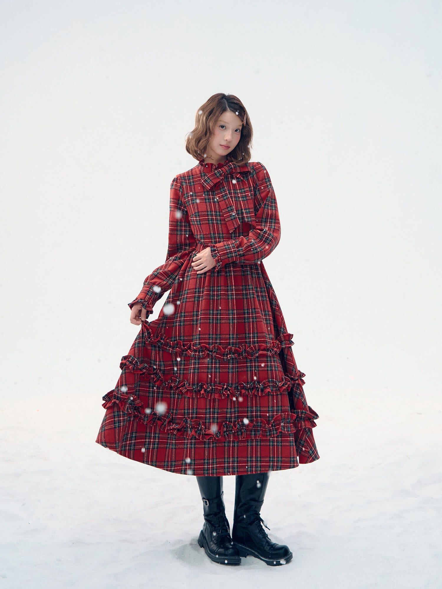 公式】Victorian Plaid Tiered Long Dress - Fantage（ファンテージ
