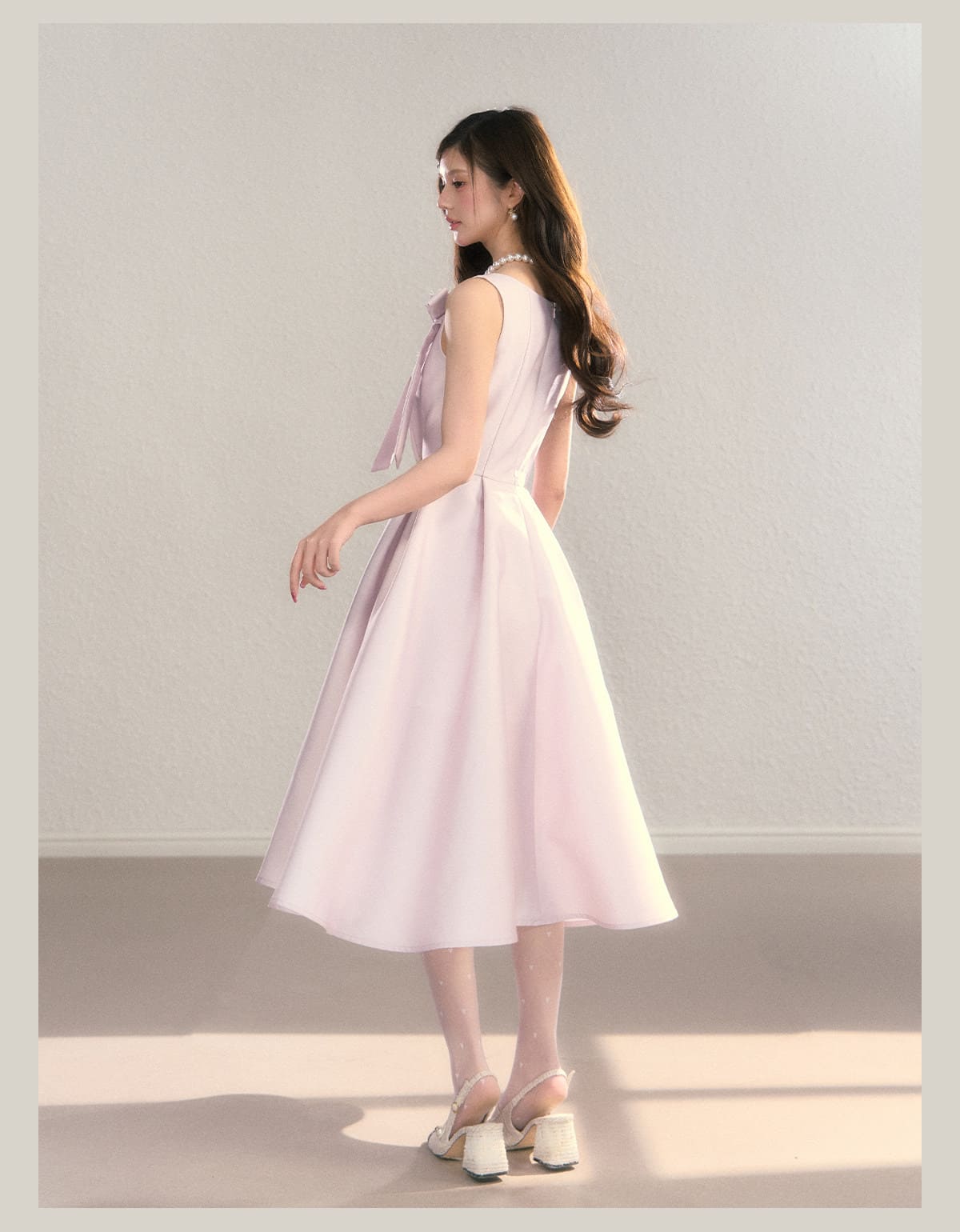 Elegant Jewel Ribbon Flare Dress