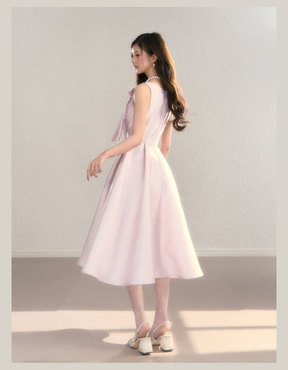 Elegant Jewel Ribbon Flare Dress