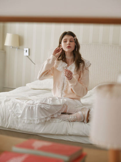 Romantic Frill Collar Zip-Up Blouson