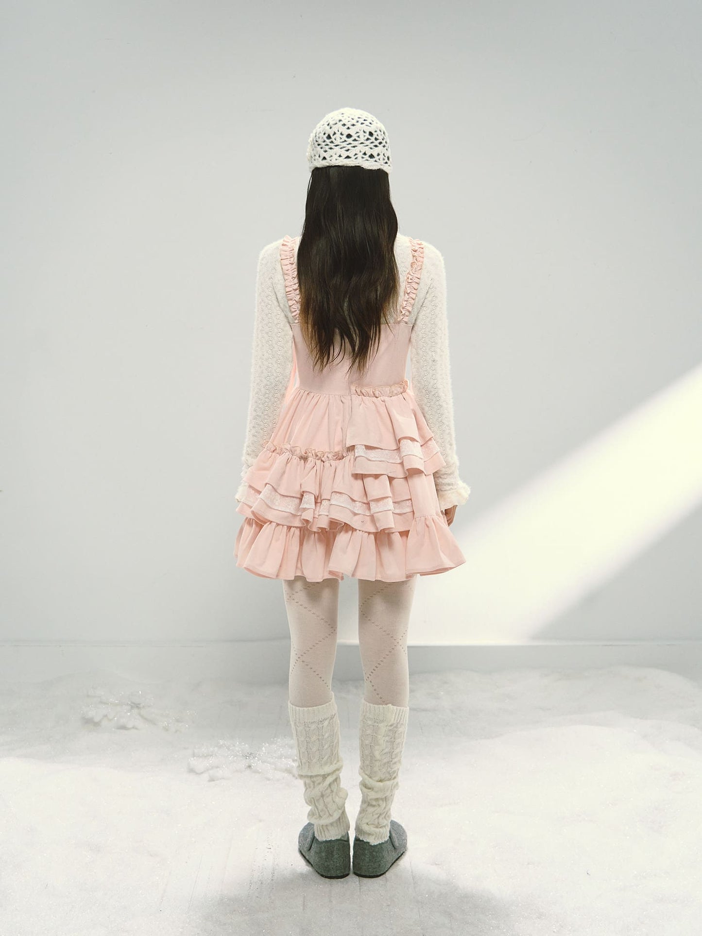 Pink Tiered Lace Camisole Dress