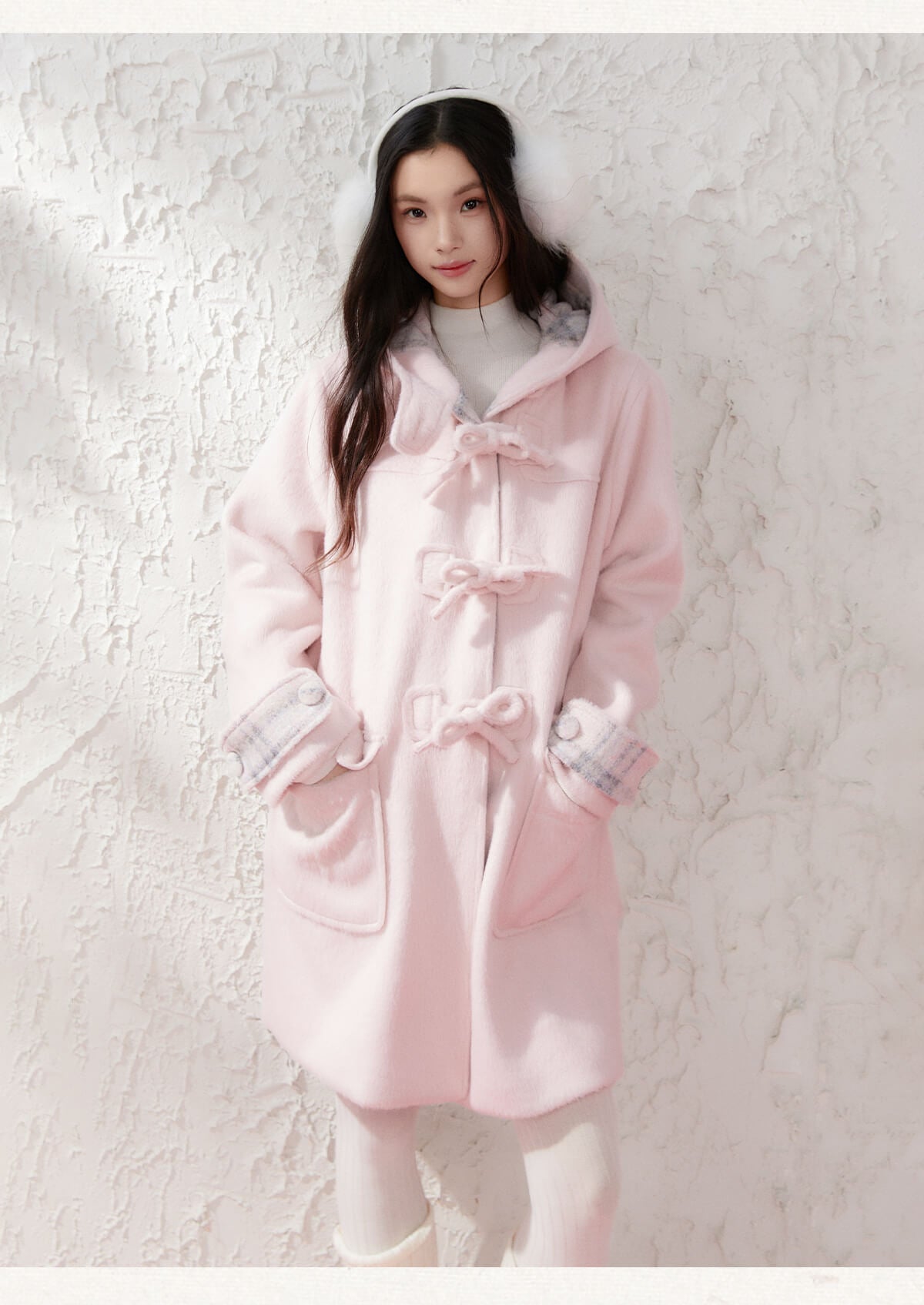 Cozy Plaid-Lined Duffle Coat