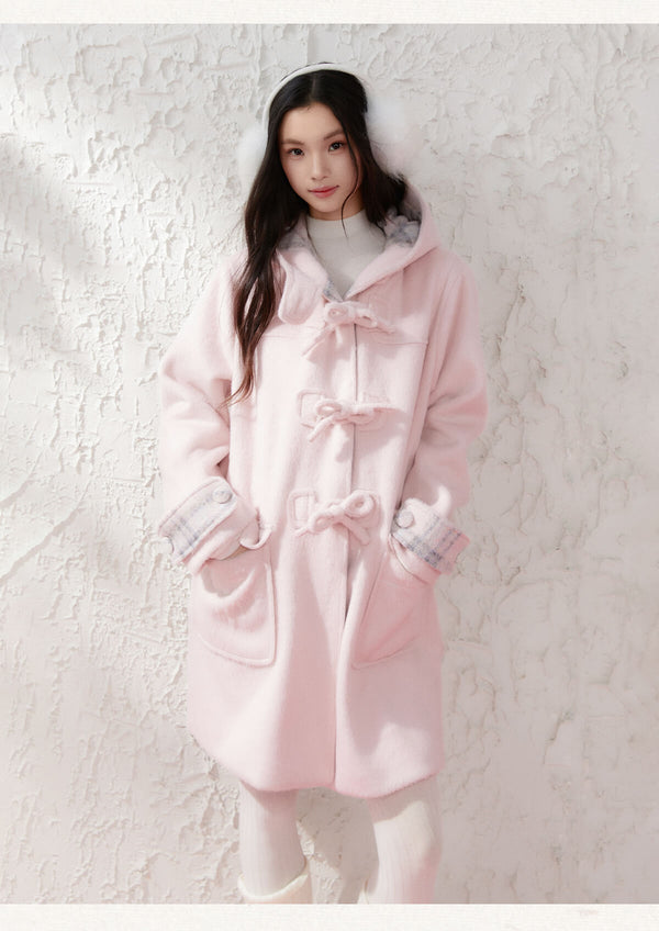 Cozy Plaid-Lined Duffle Coat