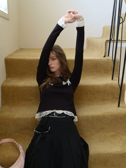 Double Ribbon Lace Accent Top