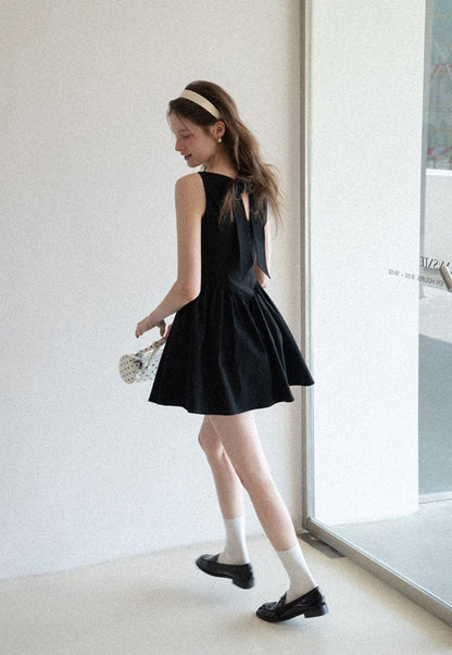 Elegant Back Ribbon Fit & Flare Mini Dress