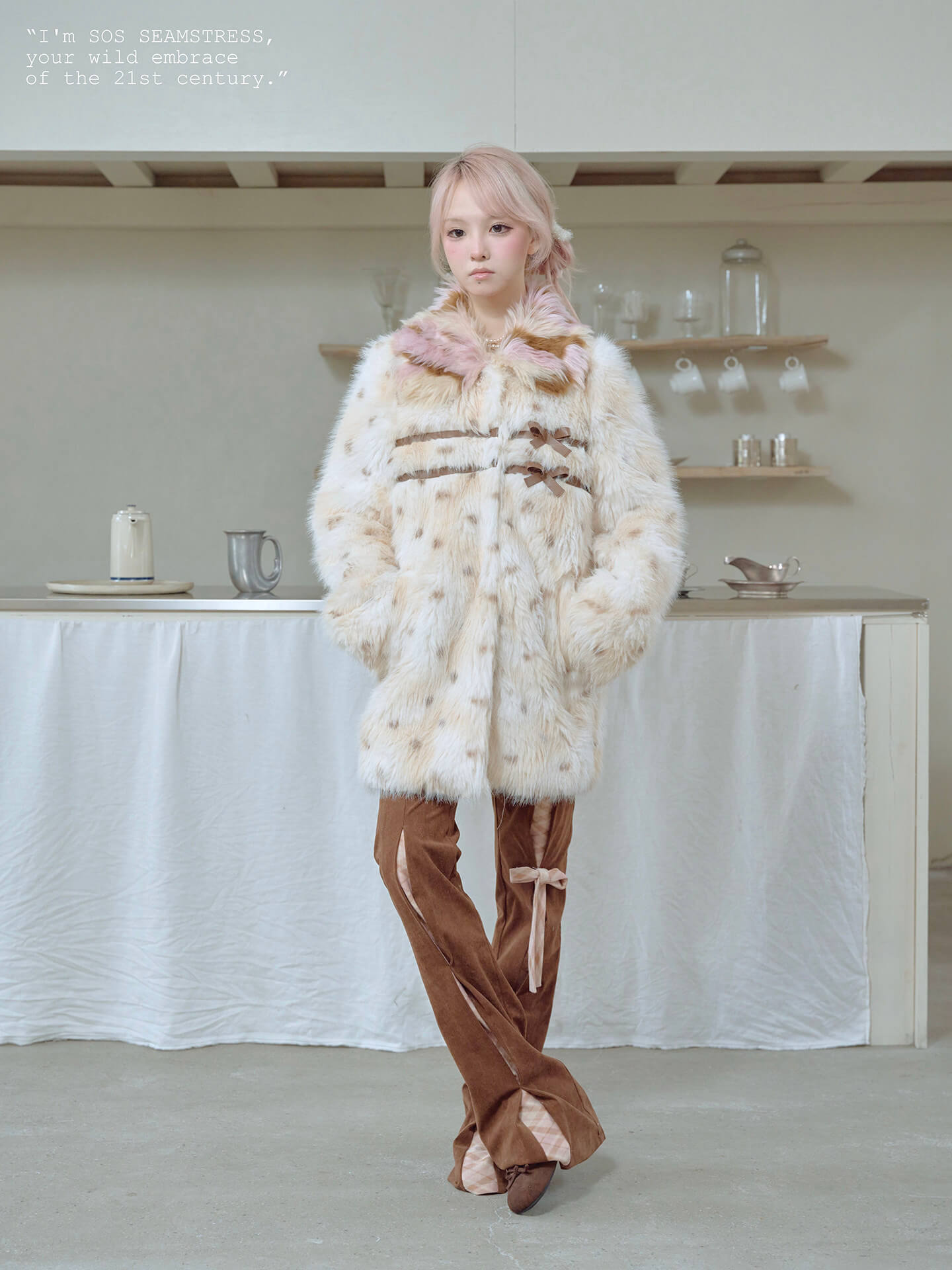 Ribbon Detail Corduroy Slim Pants