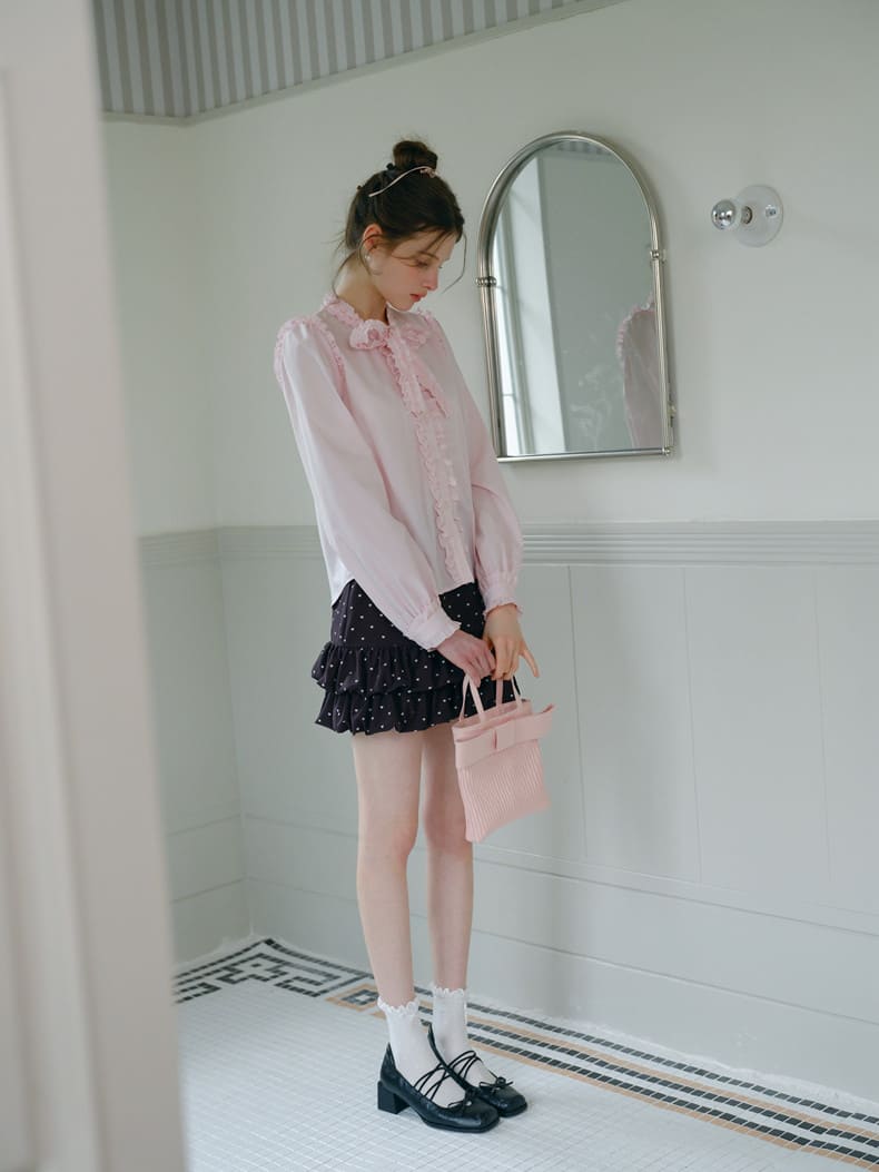 Elegant Frill Ribbon Blouse