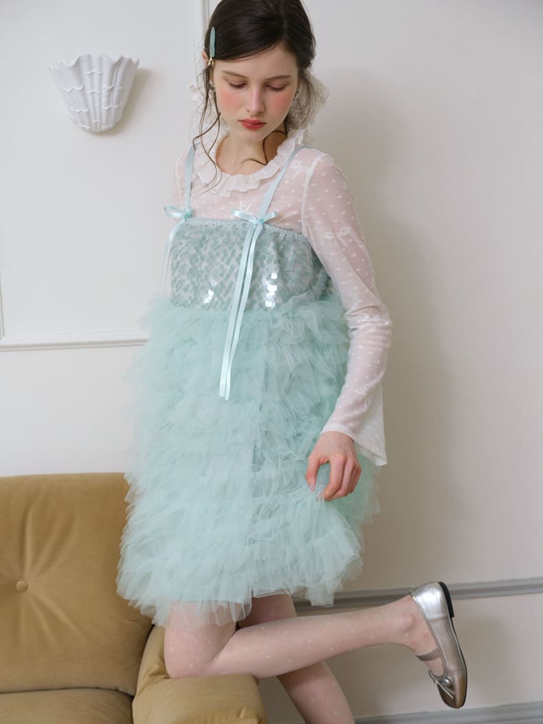 Elegant Sequin Tulle Camisole Dress