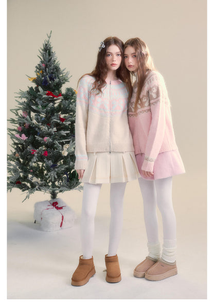 Winter Bloom Ribbon Print Knit