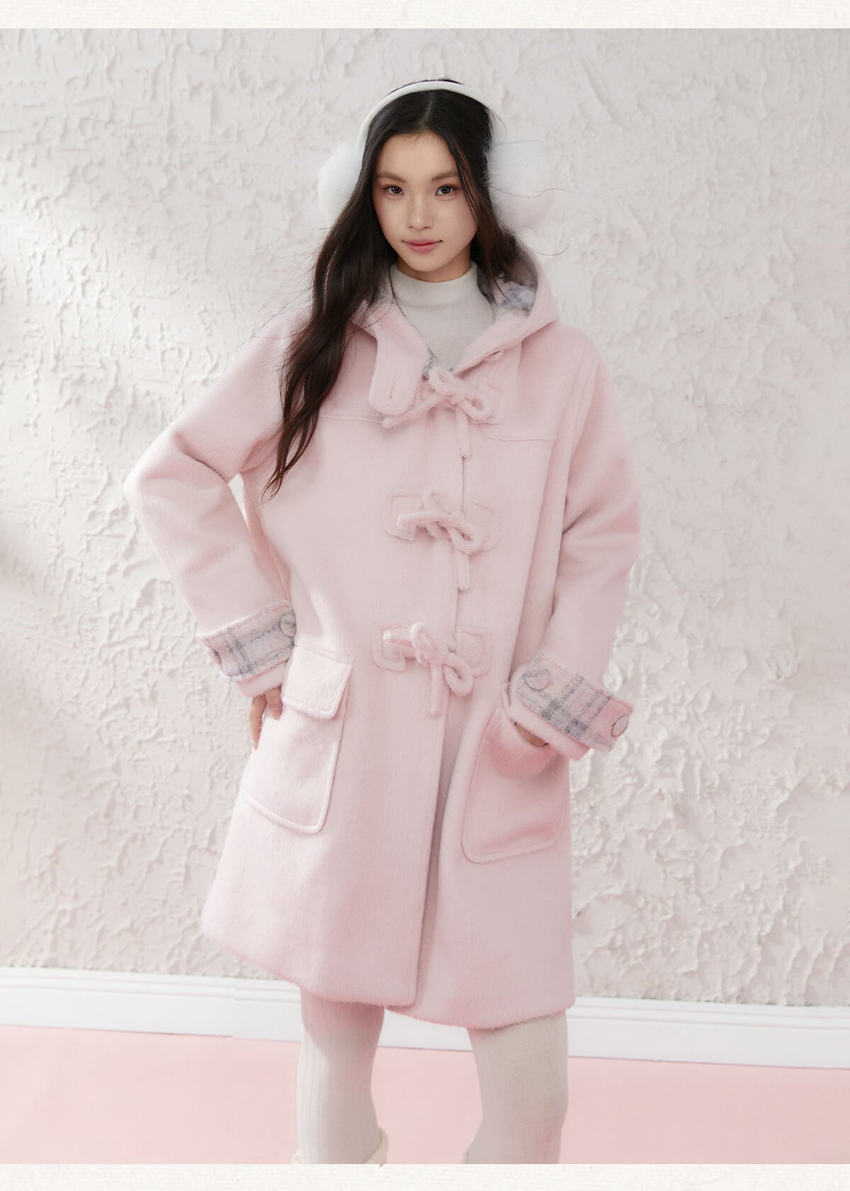 公式】Cozy Plaid-Lined Duffle Coat - Fantage（ファンテージ