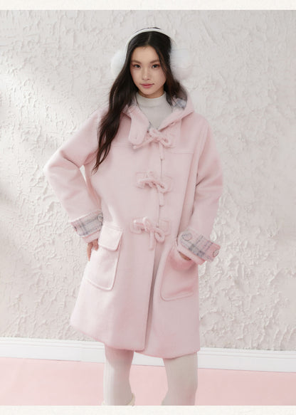 Cozy Plaid-Lined Duffle Coat