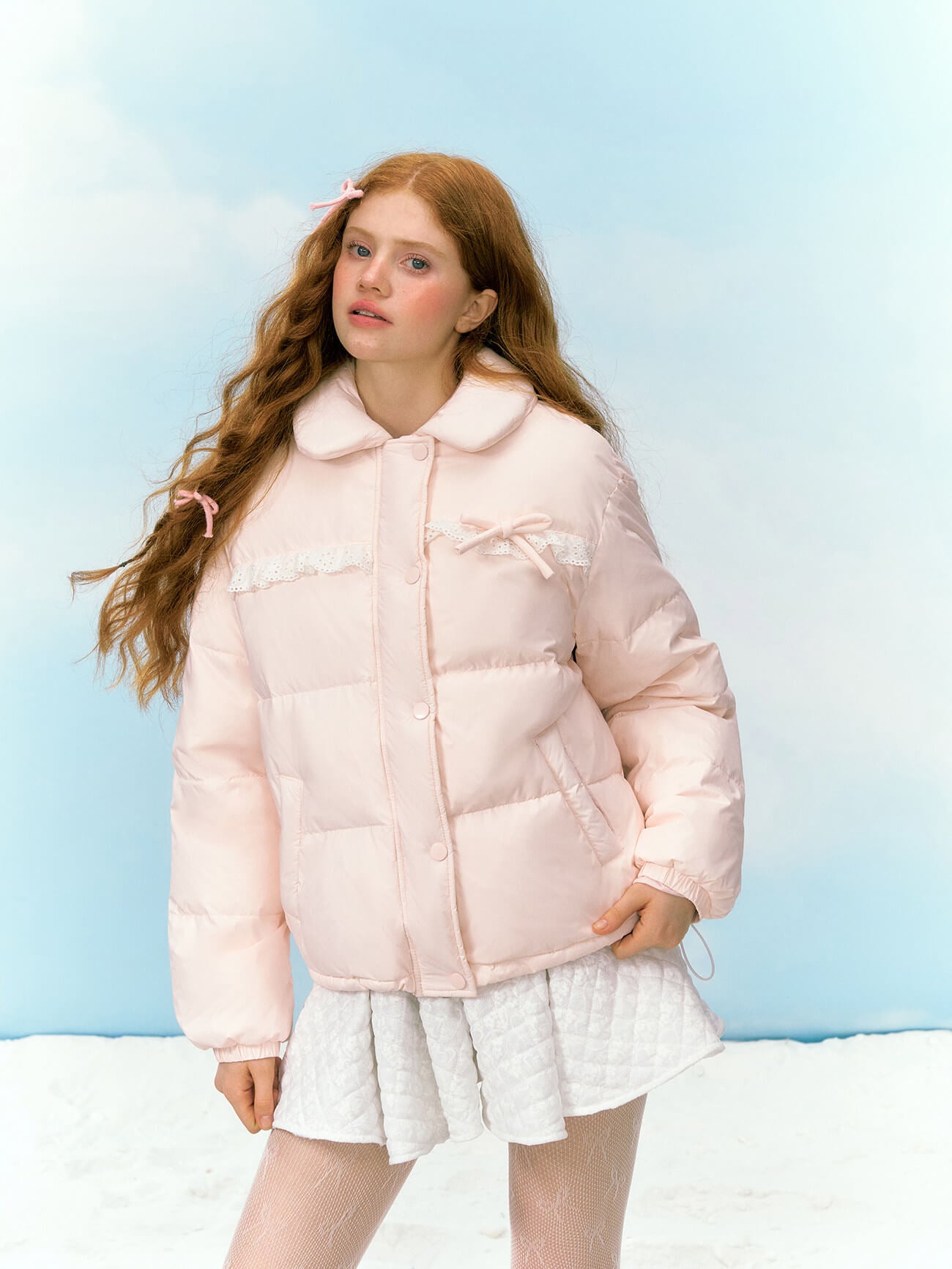 Sweet Petal Ribbon Down Jacket