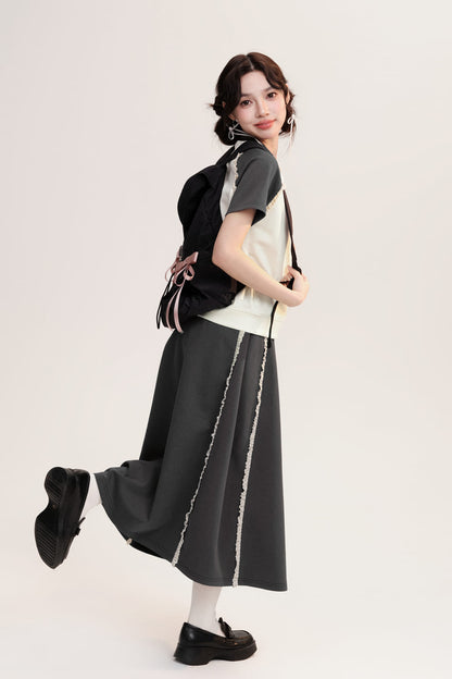 Ribbon Accent Relax Long Skirt