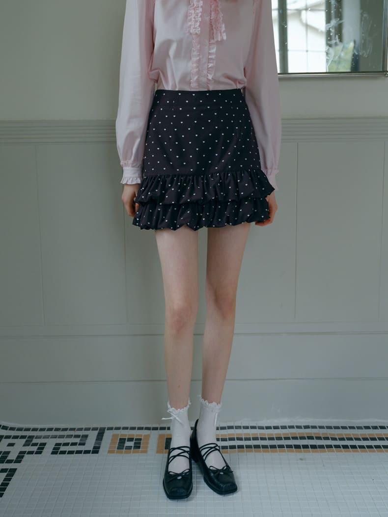 Heart Dot Frill Mini Skirt