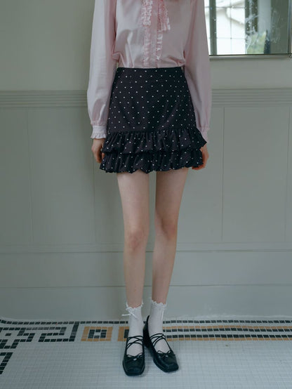 Heart Dot Frill Mini Skirt