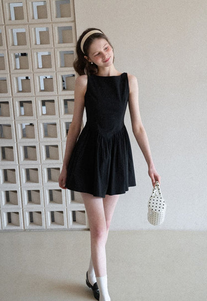Elegant Back Ribbon Fit & Flare Mini Dress