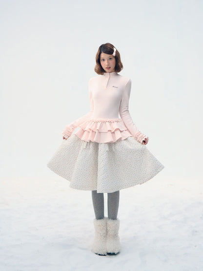 Noble Silhouette Ruffle Trim Top