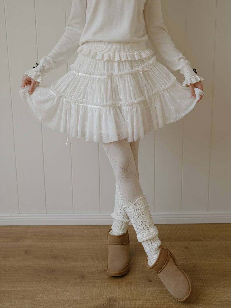 Dreamy Sheer Ribbon Mini Skirt