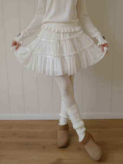 Dreamy Sheer Ribbon Mini Skirt