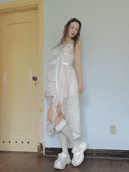 Frilly Bear Ribbon Camisole Dress（全2色）