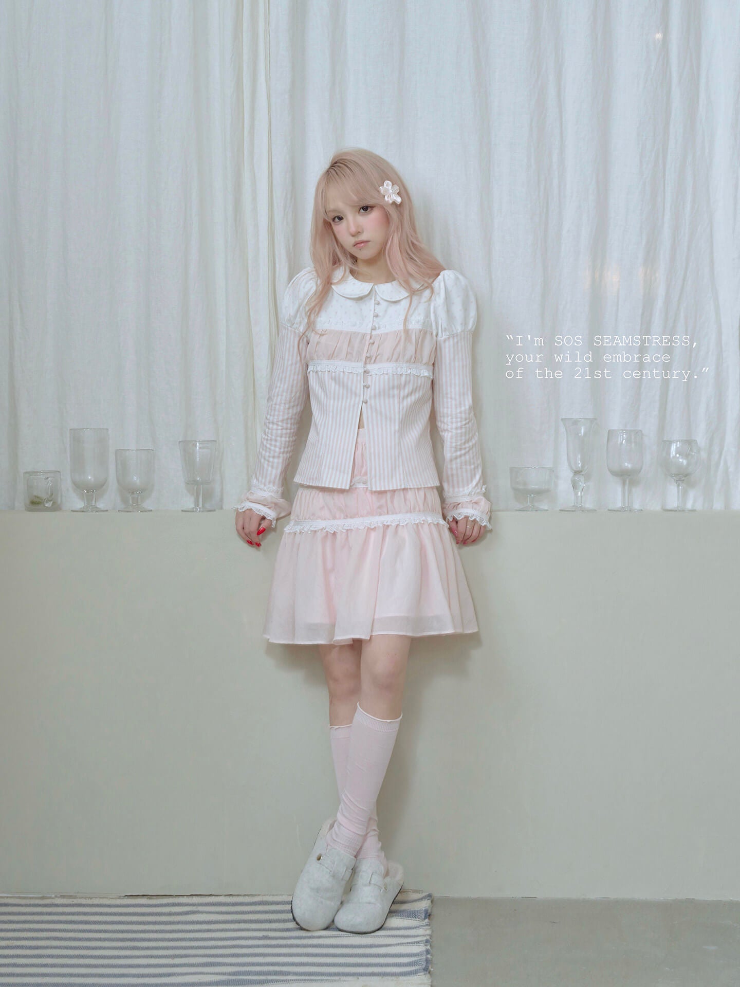 Soft Blush Lace Panel Blouse