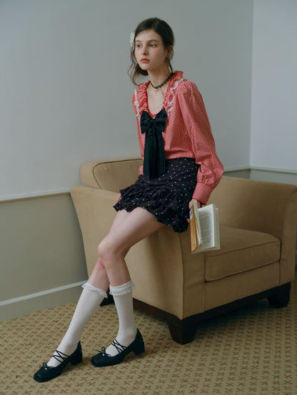 Heart Dot Frill Mini Skirt