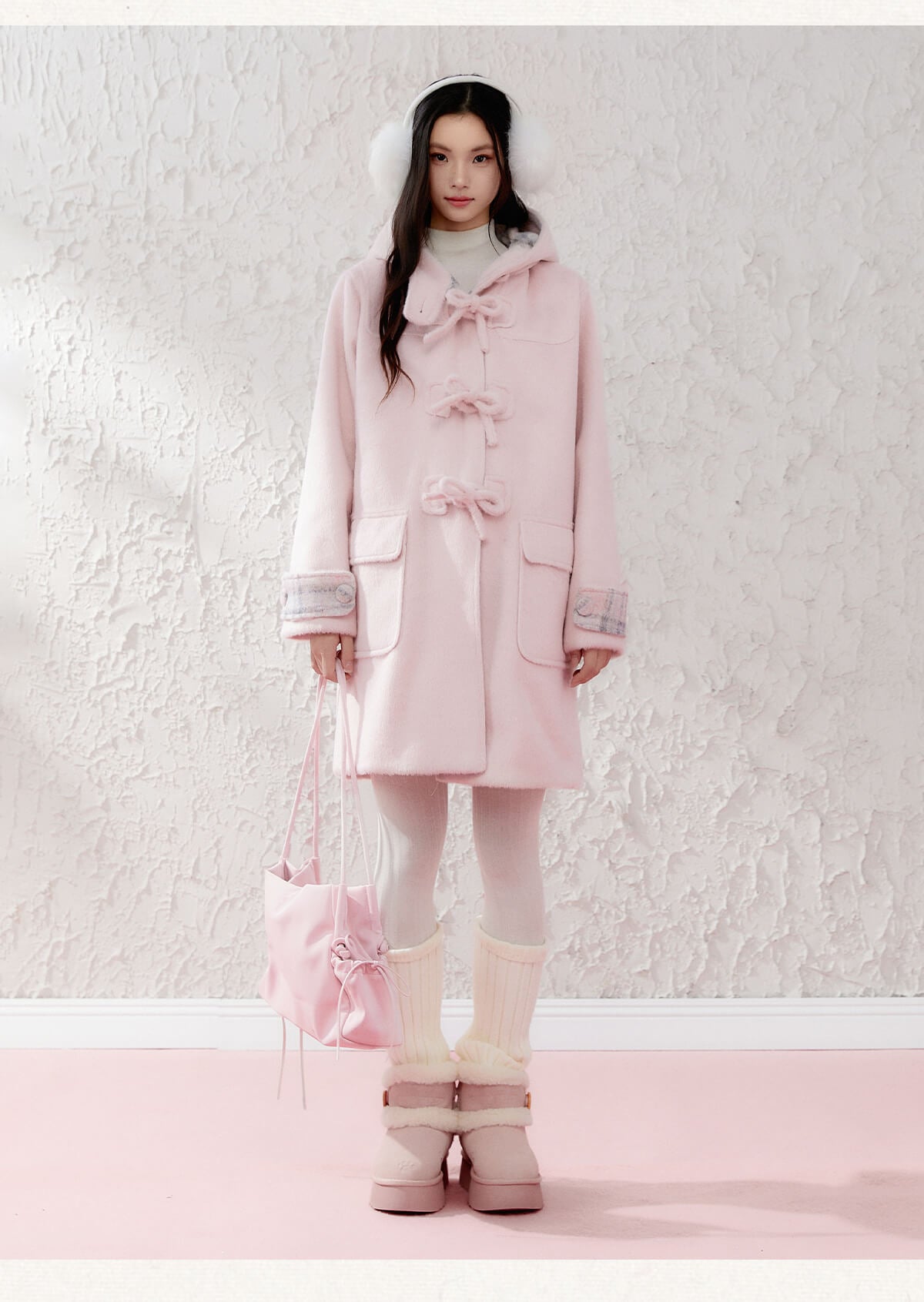 公式】Cozy Plaid-Lined Duffle Coat - Fantage（ファンテージ