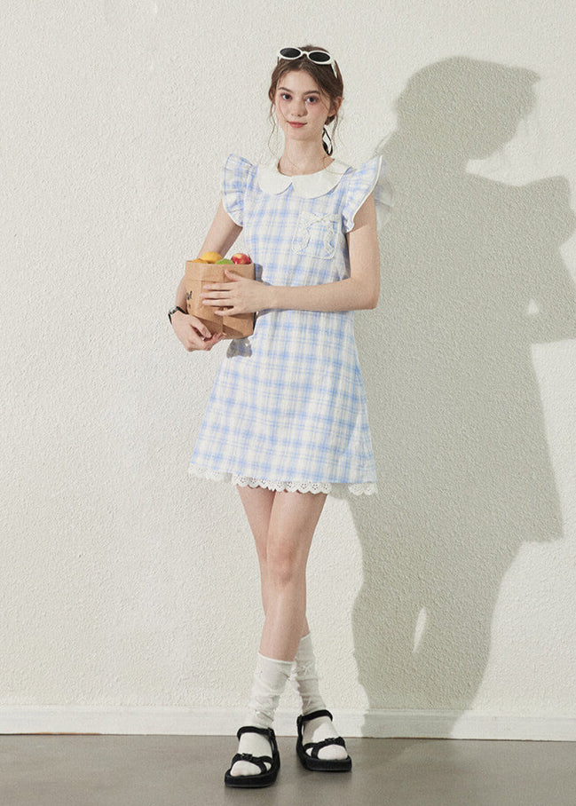 Baby Blue Gingham Ruffle Dress