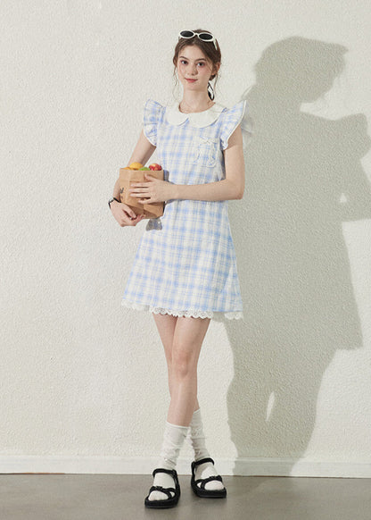 Baby Blue Gingham Ruffle Dress