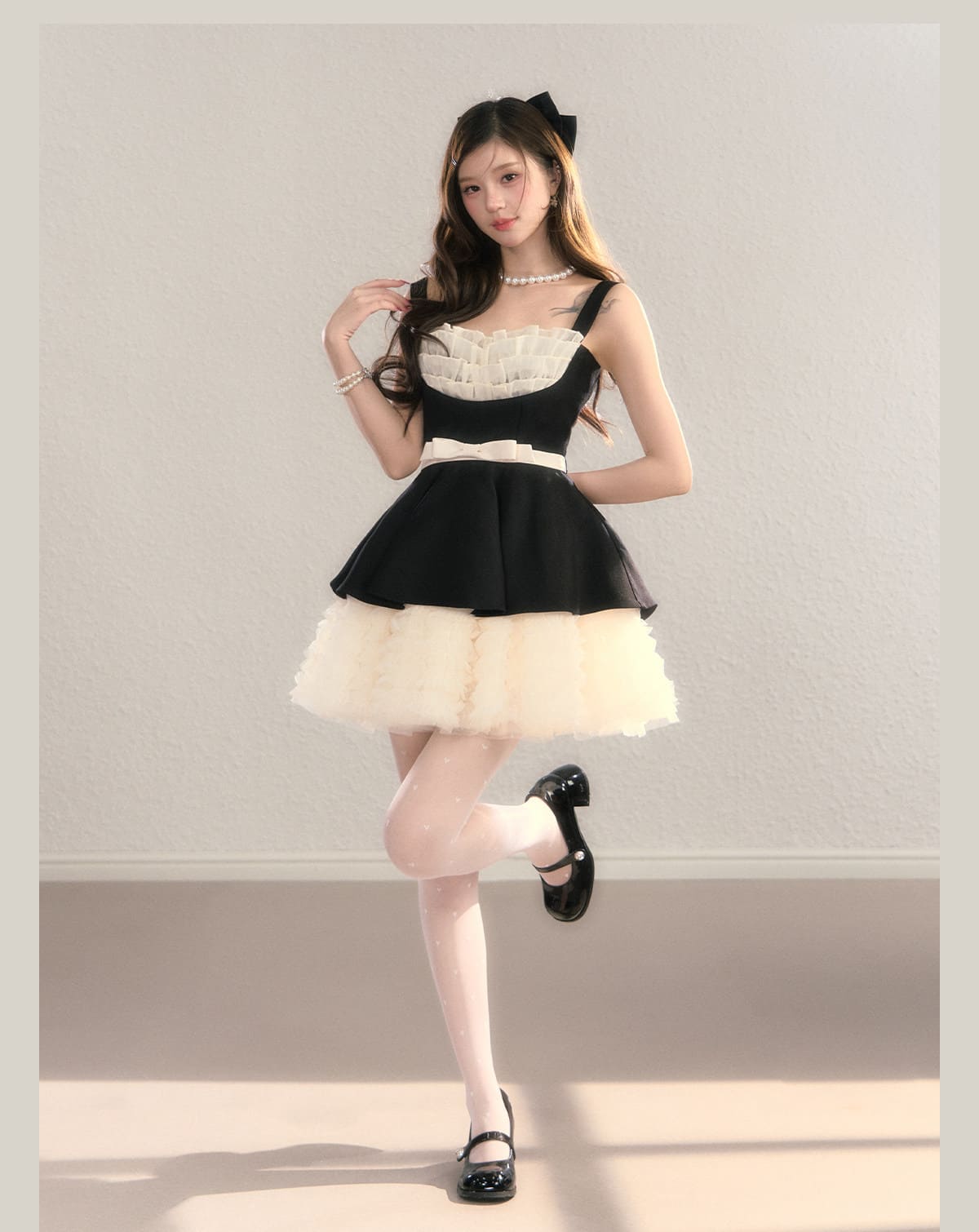 Refined Ribbon Peplum Flare Dress